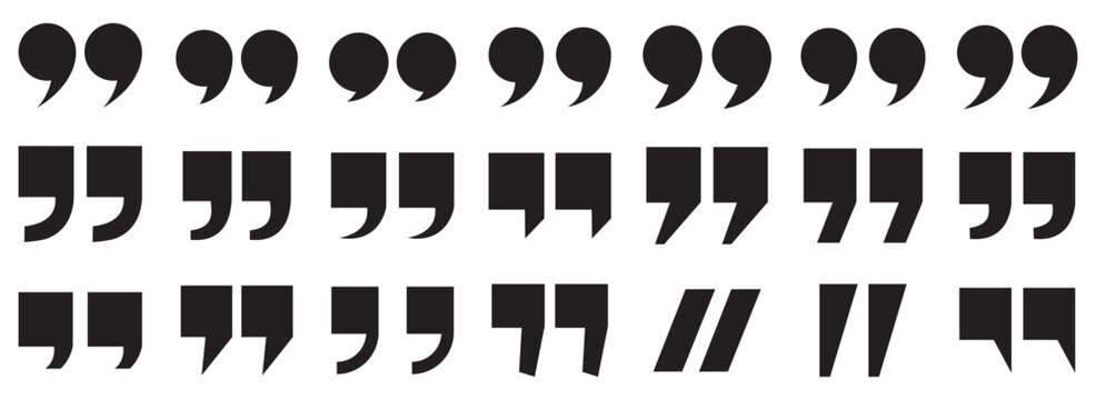 Quote icon vector illustration. Quotation mark sign and symbol. Set of quote mark . Quotation mark icon collection on white background. double quotation vector symbol. 