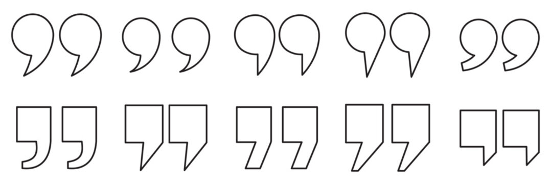 Quote mark. Quotes icon set. Quote symbol. Simple quotes collection. Quote icon vector illustration. Quotation mark sign and symbol. Set of quote mark . Quotation mark icon collection. 