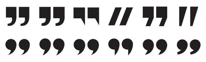 Quote icon vector illustration. Quotation mark sign and symbol. Set of quote mark . Quotation mark icon collection on white background. Collection of Quote Mark Vector Illustration. 