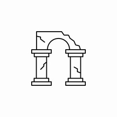 ancient ruined archway icon sign vector
