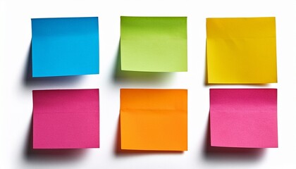 Fototapeta premium six colorful sticky notes on transparent background communicating ideas isolated