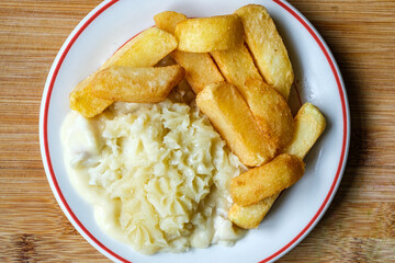  Traditional Classid Baked Fish Pie with THick Cut Chunky Chips