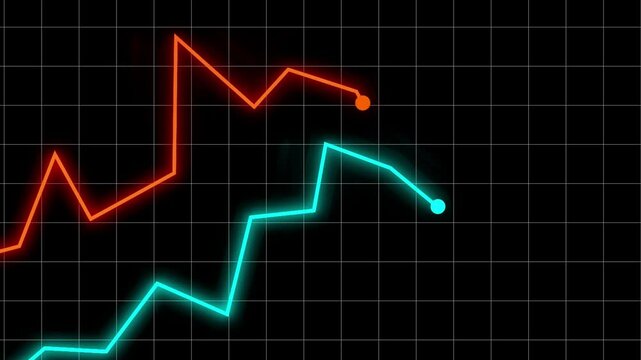 Currency charts motion, animated dollar and euro exchange rates, rising graph animation, forex trend