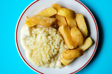  Traditional Classid Baked Fish Pie with THick Cut Chunky Chips