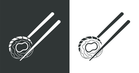 Sushi Roll with Chopsticks Graphic Design in Black and White