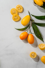 kumquat citrus fruit with leaves