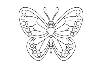 Butterfly outline  vector, Set of black Butterfly coloring page 