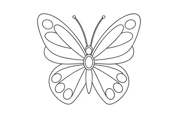 Butterfly outline  vector, Set of black Butterfly coloring page 