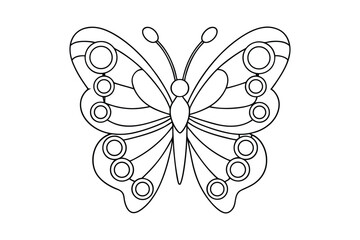 Butterfly outline  vector, Set of black Butterfly coloring page 