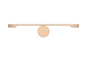 Single balance board isolated on white background. Equipment for training. Deck for fitness. Side view. 3d render