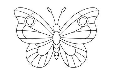 Butterfly outline  vector, Set of black Butterfly coloring page 