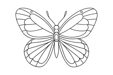 Butterfly outline  vector, Set of black Butterfly coloring page 