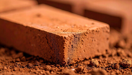 Brick's Rugged Texture: A close-up shot that accentuates the unique details, texture and color of this singular brick.
