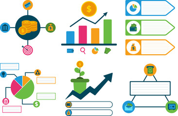 Financial Growth and Investment Charts Icons and Infographics for Business Presentations
