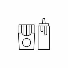 fries ketchup combo icon sign vector