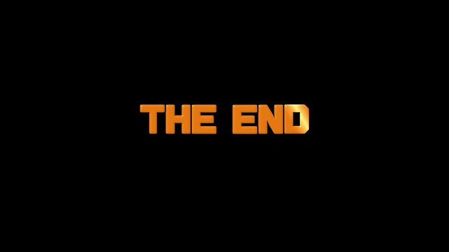 The End 3D Text Animation in Elegant gold Effect, 4K Seamless Loop, Cinematic Ending Screen, Stylish Title Animation