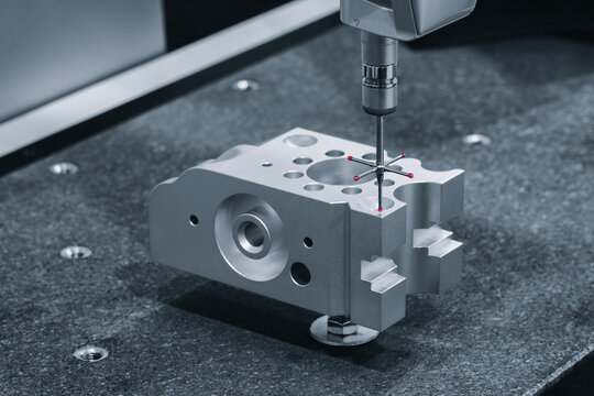 Quality control on milling CNC machine, coordinate measuring machine, Quality control machine blue tone