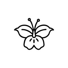 Handdrawn Line Art Simple Flower Blossom Floral Botanical Design Element vector