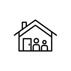 Handdrawn Line Art Family Home House Icon Simple Design people