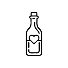 Handdrawn Bottle with Heart Icon Simple Line Art Design Graphic love symbol