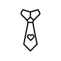 Handdrawn Necktie Design with Heart Icon Simple Line Art love