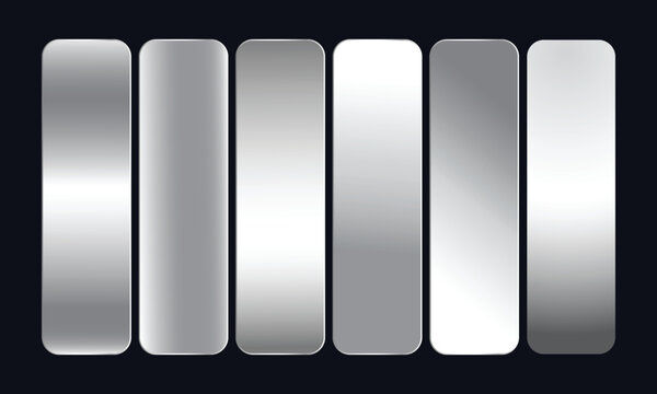 Silver Gradient | Premium Metallic Silver Gradient Stripe | Silver Chrome Gradient Stripes Swatch Set | silver color palette | White Silver Gradient | Silver Luxury Gradient