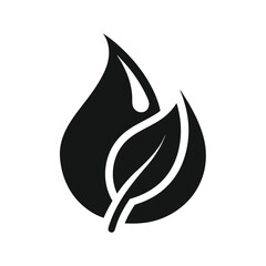 silhouette leaf and drop doodle logo