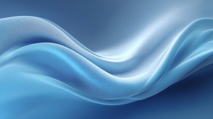 Fototapeta premium Waves of soft blue fabric gracefully undulate, capturing light and creating a tranquil atmosphere. The smooth texture enhances the serene visual appeal, inviting relaxation.