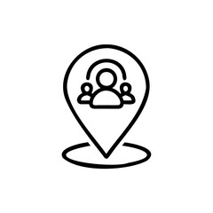 Handdrawn Line Art Icon Group People Location Marker Pin vector