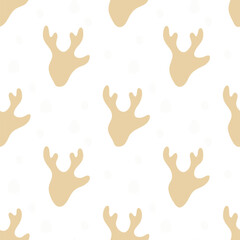 Minimalist seamless animal print, deer skin pattern with cream irregular textured spots on brown background for textiles, wallpapers, wrapping paper, fabric