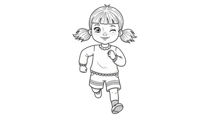 Isolated Running Cartoon Girl