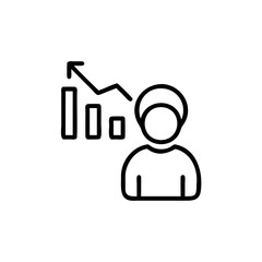 Handdrawn Line Art Icon Person Graph Growth Chart Increase Statistics Data vector