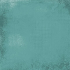 Teal grunge texture with soft distressed edges and subtle halftone pattern, vintage abstract background ideal for posters, overlays, invitations, scrapbooking, and creative design projects.