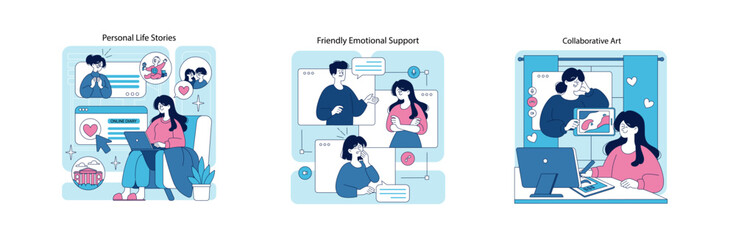 Digital Communication and Artistic Collaboration Illustration