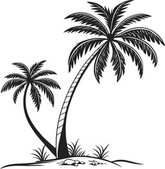 Fototapeta premium Elegant Black and White Palm Tree Illustration Tropical Paradise Design