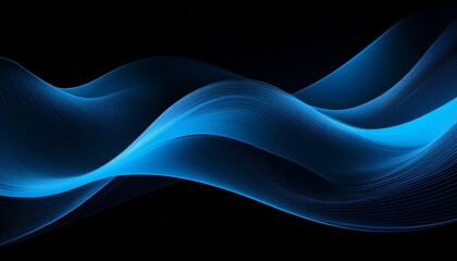 wallpaper abstract blue wave shape flowing on a black background