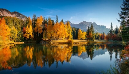 autumn landscape with lake and trees generated ai