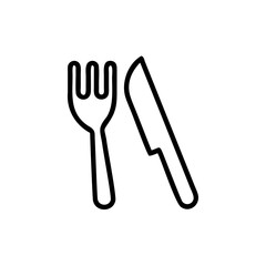 Handdrawn Line Art Fork and Knife Utensil Icon Simple Design cutlery