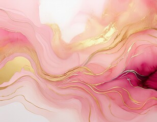 soft pink and golden abstract liquid ink painting background