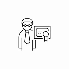 man holding diploma icon sign vector