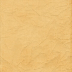 Wrinkled kraft paper texture in warm beige tones, featuring natural creases and folds. Ideal for packaging designs, vintage projects, scrapbooking, backgrounds, and craft themes.