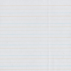 Obraz premium Blank lined notebook paper texture with soft creases and subtle imperfections. Ideal for school themes, journaling designs, stationery backgrounds, and educational projects.