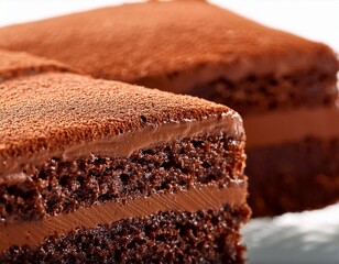 sponge cake of chocolate close up macro