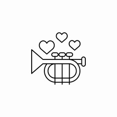 trumpet love hearts icon sign vector