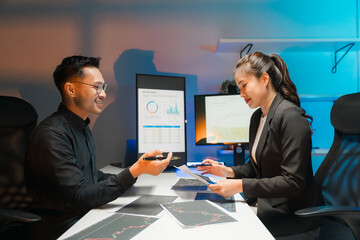 Business Professionals Analyzing Financial Data