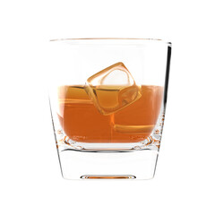 Whiskey Glass with Ice Cubes transparent