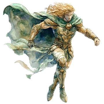 Siegfried Norse Mythology, watercolor clipart vector, isolated on a white background.