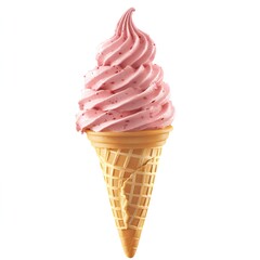 Delicious Strawberry Soft Serve Ice Cream in a Waffle Cone Sweet Summer Treat