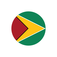 Guyana Flag Button, Round Guyana flag icon, Guyana flag badge Vector
