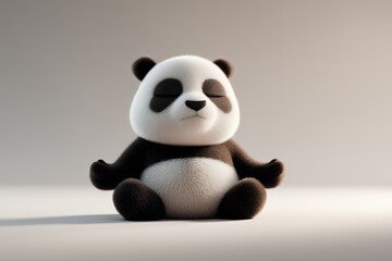 Panda Practicing Meditation in a Tranquil Yoga Pose on Soft Background